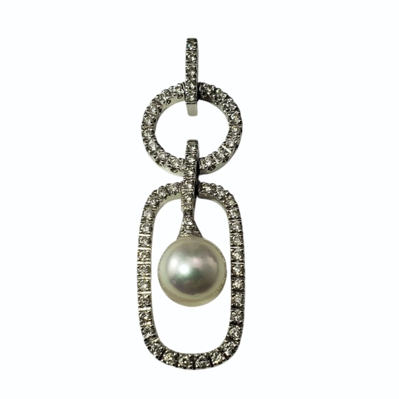 18K White Gold Diamond and Pearl Pendant #20935 - Picture 1 of 7